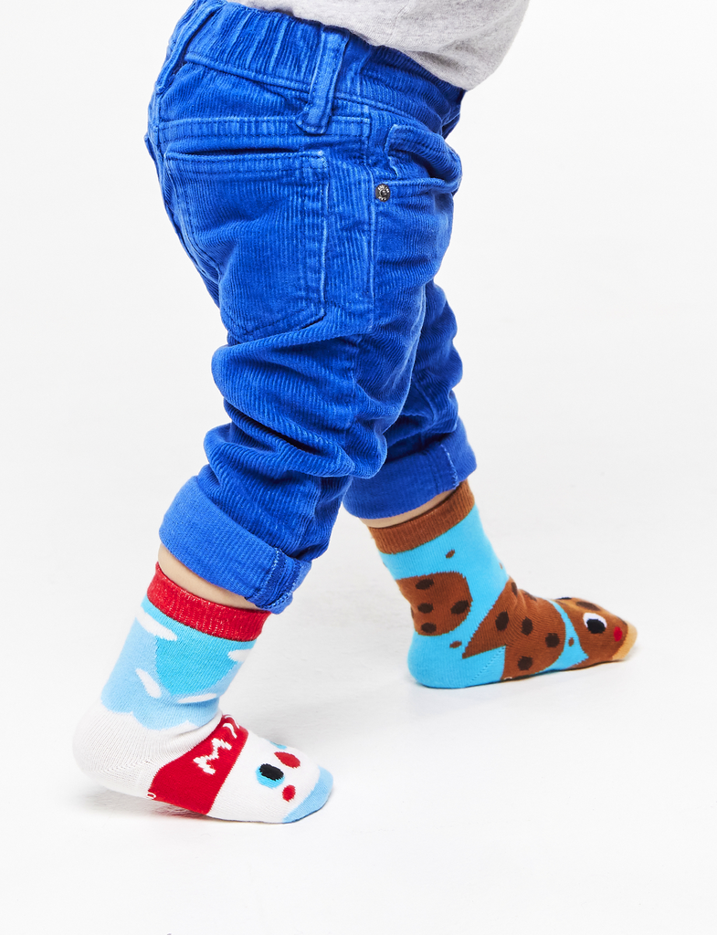 Milk & Cookies Non-Slip Mismatched Socks - Small