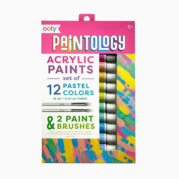 Paintology Acrylic Paints + 2 Brushes - Pastel Colors