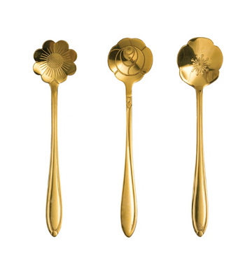 Stainless Steel Flower Shaped Spoons - Set of 3