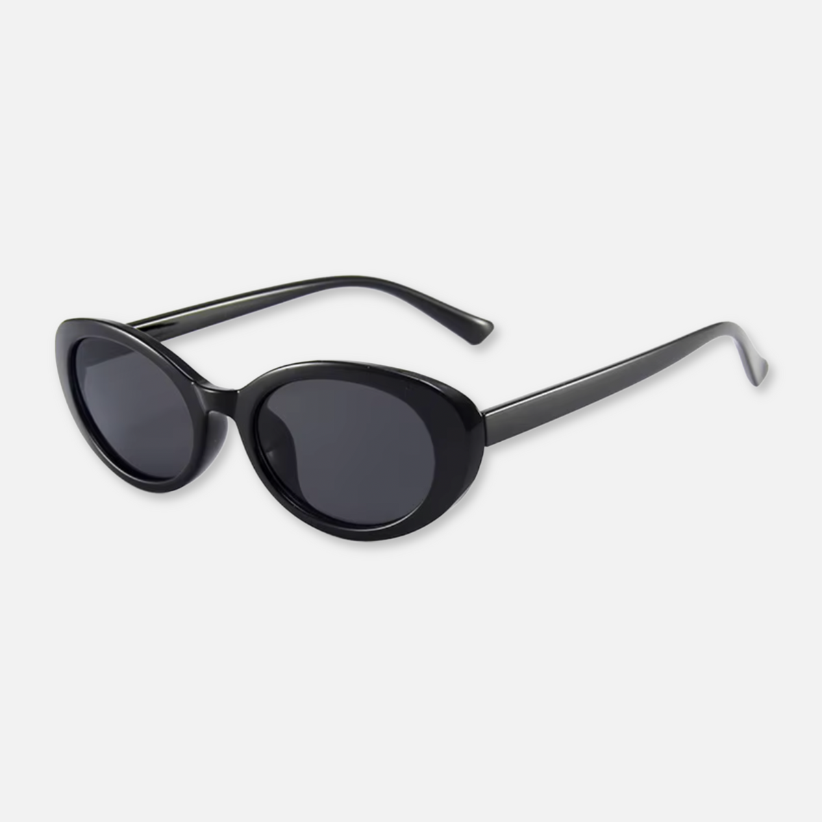 Vintage Style Oval Round Sunglasses - Black Grey