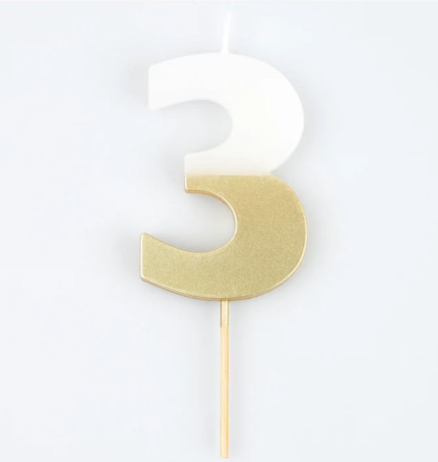 Gold Dipped Number Candle
