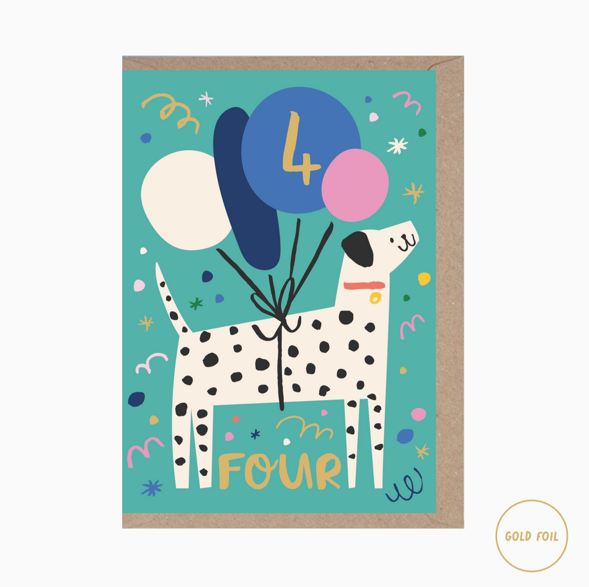 4 Year Old Dalmatian Birthday Card