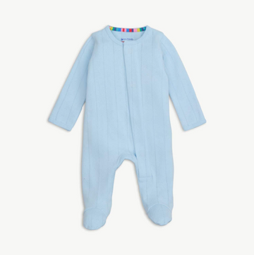 Love Lines Blue Pointelle Footie