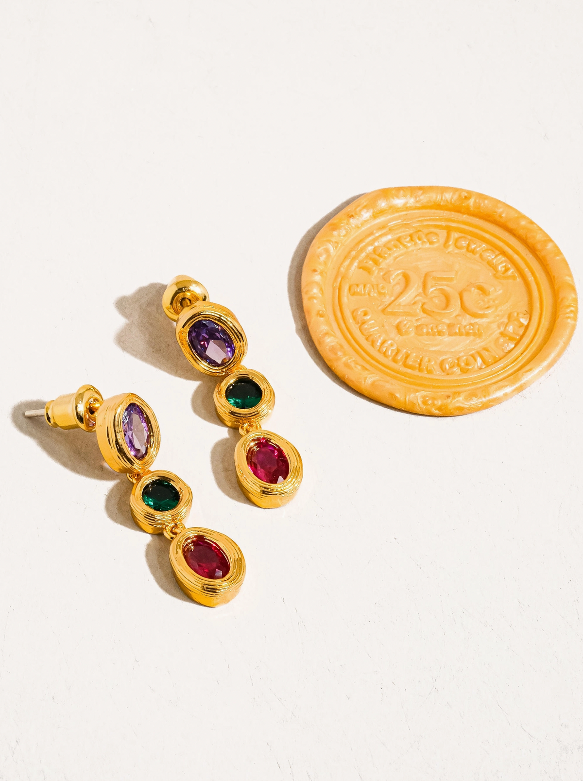 Brunwyn Gold Multi Colored Stone Drop Earrings
